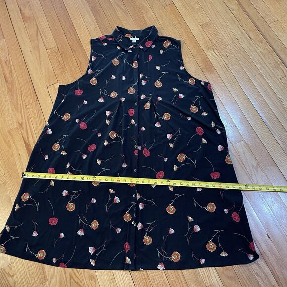 J. Jill Women Jersey Sleeveless Shirt Dress Plus Size 4X Black Floral NEW NO TAG - Picture 7 of 14